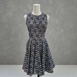 Maison‎ Jules XS Lace Fit Flare Dress Navy Floral Coquette Cottagecore Feminine